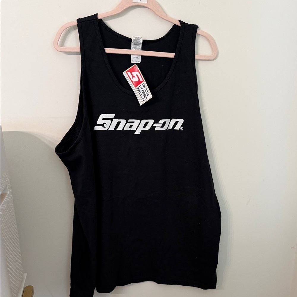 Snap-On Black Men’s Tank Top with White Logo  NWT 2XL